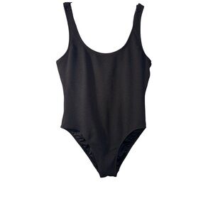 Love & Sports Classic Black Textured One-Piece Swimsuit Sz M